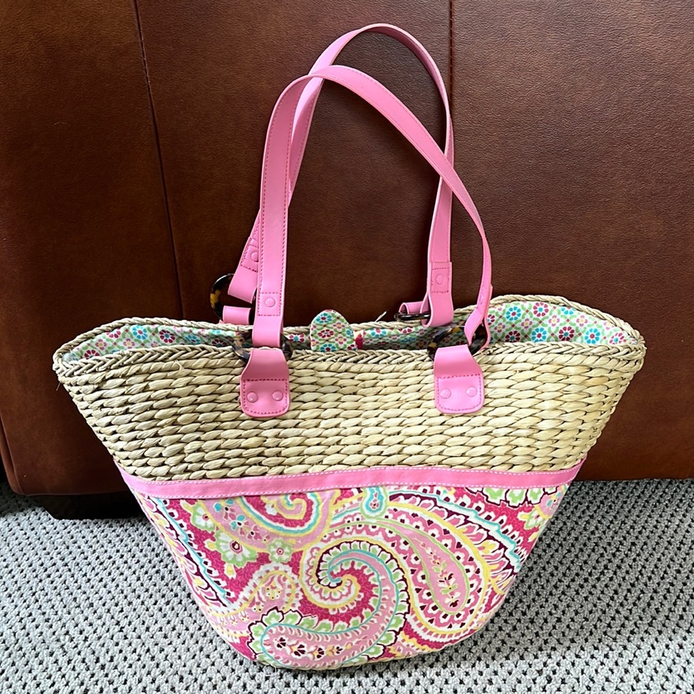 Vera Bradley beach straw tote bag